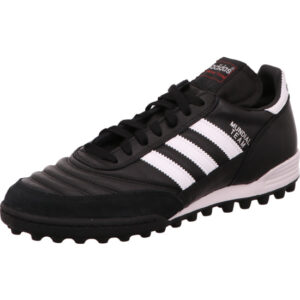 Adidas Mundial Team Fussballschuh mit Nockensohle schwarz mit weißen Streifen
