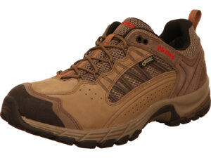 Meindl Journey Pro GTX halber Herrenwanderschuh beige mit rot und beige farbener Sohle