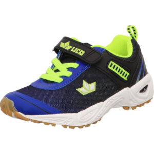 Lico Kinderschuh mit einem Klett und Gummizug blau  schwaz gelb helle Sohle