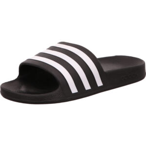 Adidas Adilette schwarz mit weißen Streifen