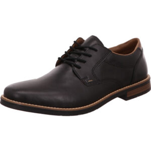 Rieker Herren Businessschuh schwarz leder mit genähtem Rand