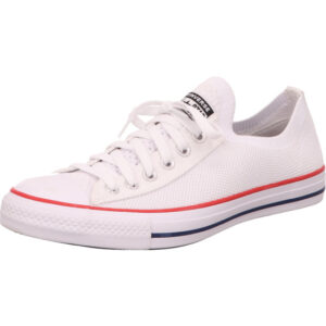Converse AS Knit ox weißer Halbschuh in Stoff mit weißer Sohle und blau roten Streifen