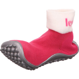 Leguano Sockenschuh pink stoff mit dünner Leguano Sohle