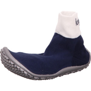 Leguano Sockenschuh blau stoff mit dünner Leguano Sohle