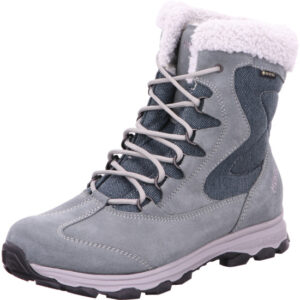 Meindl Damen Winterschuh hoch grau mit Fell oben und heller Sohle