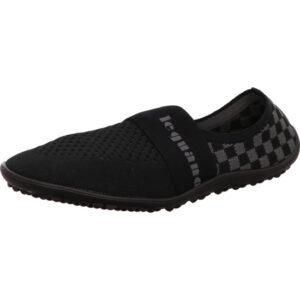 Leguano Halbschuh chess pepper schwarz  mit checker stoff mit dünn Slipper und dünner Leguano Sohle