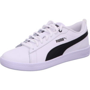 Puma Smash Damen Sneaker wieß mit schwarzem Puma Streifen