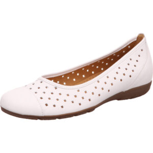 Gabor Pumps Damen weiß mit brauner Sohle