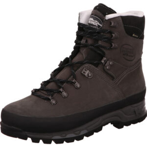 Meindl Island Evo hoher herren Wanderschuh festes Leder grau mit schwarzem Gürtelrand und heller Sohle