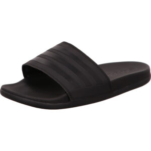 Adidas Adilette comfort schwarz mit schwarzen Streifen und weichem Fußbett