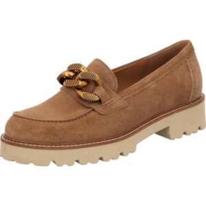 Gabor Loafer Damen braun mit goldener Schnalle und beiger Sohle