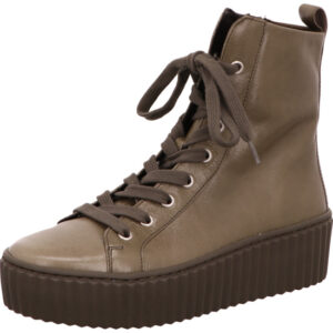 Gabor Stiefelette Damen olive Lack mit brauner Sohle