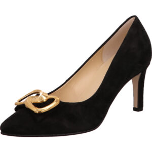 Gabor Pumps schwarz mit schwarzem Absatz und goldener Schnalle
