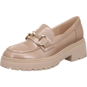 Gabor Loafer Damen creme Lack mit beiger Sohle und goldener Schnalle