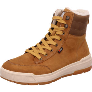Rieker herren Winterschuh mit schnürsenkel und Fell beige mit heller Sohle