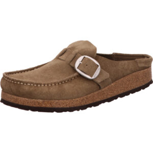 Birkenstock Buckley VL Moccassin Clogs braun mit großer silbernen Schnalle