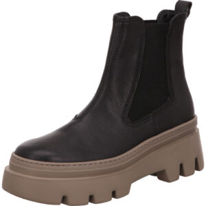 Paul Green Damen Stiefelette schwarz mit brauner robuster Sohle
