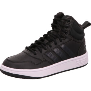 Adidas Hoops 3.0 Mid Basket Sneaker schwarz mit schwarzen  Streifen und heller Sohle