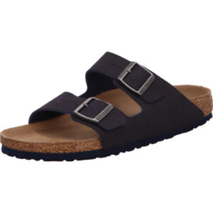 Birkenstock Arizona zwei Schnallen dunkelbalu Material Birkoflor