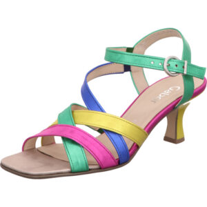 Gabor Damen Sandalette grün/gelb/pink/blau kombi mit Schnalle