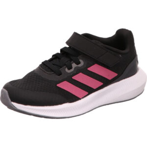 Adidas Runfalcon 3.0 EL K Kindersneaker mit einem Klett schwarz mit pink Streifen und heller Sohle