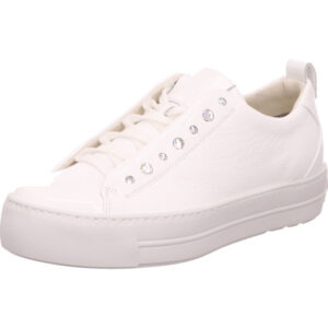 Paul Green Damen Sneaker weiß und ösen mit steinen und slip in