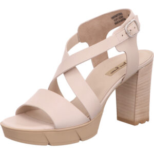 Paul Green Damen Sandalette mit verstellbarem Hinterriehmchen mit kreutzreihmen beige und hohem Absatz
