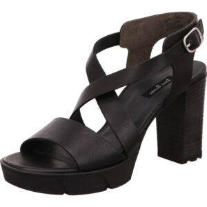 Paul Green Damen Sandalette mit verstellbarem Hinterriehmchen und kreutzbandage schwarz und hohem Absatz