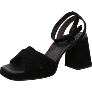 Paul Green Damen Sandale schwarz nubuk mit hohem Absatz