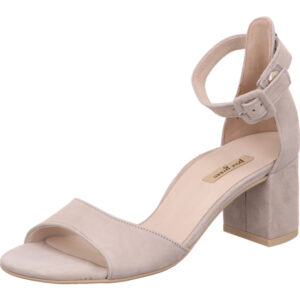 Paul Green Damen Sandalette mit verstellbarem Hinterriehmchen beige und hohem Absatz