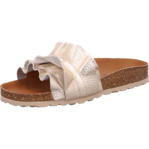 Verbenas Damen slip in broze mit Raffung und brauer Sohle