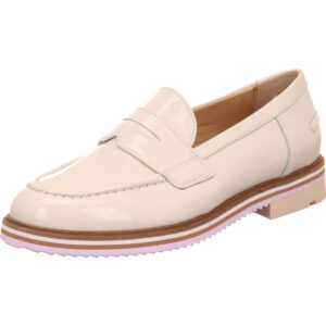 Lloyd feiner Damenschuh Mokassin hellebeige mit rot pink Sohle