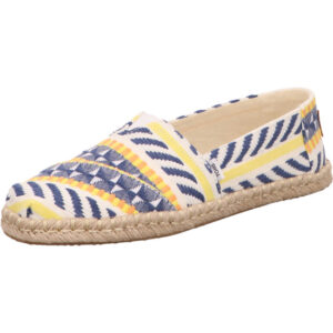 Toms slip in blau gelb Muster mit brauner Sohle