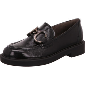 Paul Green Damen Slipper schwarz lackleder mit metallschnalle vorne