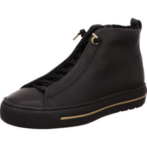 Paul Green Damen Stiefelette schwarz mit Zipp und goldenem Streifen in der Sohle