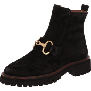 Paul Green Damen Stiefelette schwarz nubuk mit robustem Absatz
