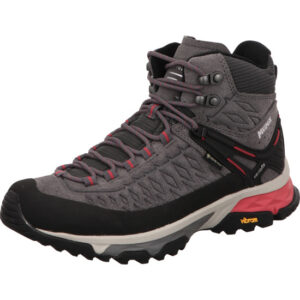 Meindl Top Trail Mid GTX Damen hoher Wanderschuh grau mit pink und schwarzem Gürtelrand
