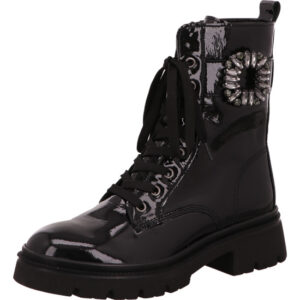 Gabor Stiefelette Damen schwarz Lack mit schwarzer Sohle mit Schnalle