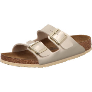 Birkenstock Arizona zwei Dornschnallen silber mteallic Material Birkoflor