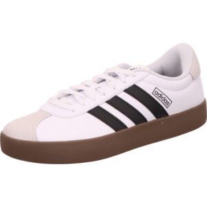 Adidas VL Court 3.0 Kindersneaker weiß mit schwarzen Streifen und Gum Sohle