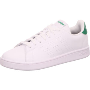 Adidas Advantage Herren Sneaker weiß mit grüner Fersenkappe und weißer Sohle