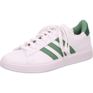 Adidas Grand Court 2.0 Sneaker weiß mit grünen Streifen und weißer Sohle