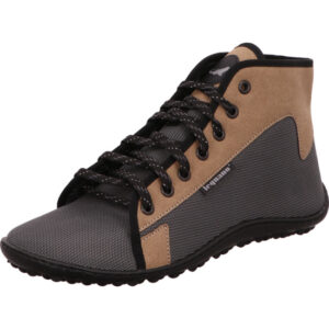 Leguano hoher Schuh grau beige stoff mit leder mit dünner Leguano Sohle