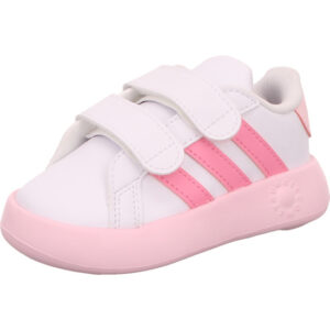 Adidas Grand Court 2.0 CF Kindersneaker wieß mit pink Streifen und rose Sohle