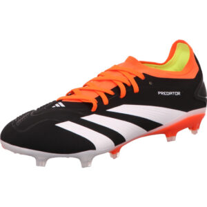 Adidas Predator Stollen Fußballschuh schwarz mit rot und weißen Streifen