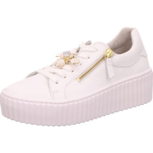 Gabor Sneaker Damen weiß mit Gold Assesoires und weißer Sohle