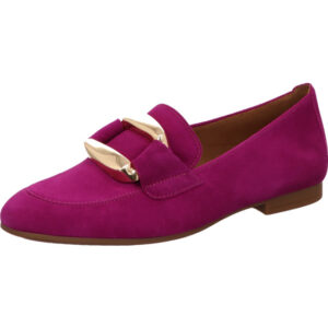 Gabor Loafer Damen lila mit brauner Sohle und goldener Schnalle
