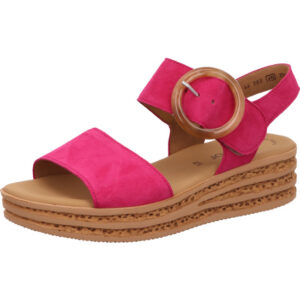 Gabor Sandalette pink mit brauner Sohle und brauner Schnalle