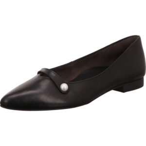 Paul Green Damen Ballerina schwarz leder mit silber knopf seitlich
