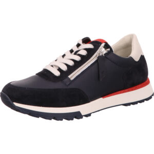 Paul Green Damen Sneaker dunkelbalu mit seitlichem Reisverschluß rot und heller Sohle